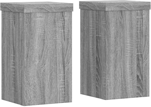 Gecheer Pflanzenständer 2 STK. Blumenständer Pflanzenregal Blumenregal Grau Sonoma 10x10x18 cm Holzwerkstoff
