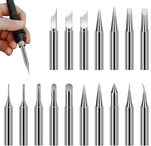 17Pcs 900M Lead-Free Soldering Iron Tips,Replacement Soldering Tip Set,Soldering Tips for Hakko, Radio Shack, Quick, Aoyue, Yihua Solder Station,Welding Head Tool Replacement Accessories