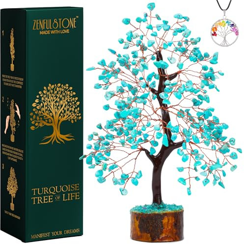 Arbre turquoise pour espace de vie – Décoration de maison et de bureau | Bonsaï fait main pour la protection, la guérison et la communication comme symbole de vérité pour maman et papa