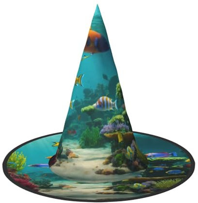 HTTUP Niedlicher blauer Fisch-Druck, stilvoller Vintage-Hut, Karneval, Halloween, Erwachsenenkostüm, Zubehör, Themenpartys