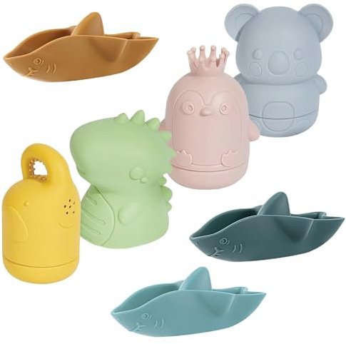 AYSYR 7 PCS Baby Bath Toys,Toddler Bath Toys Silicone Use in The Shower,Water Toys for Kids can be Reusable,Whale Toy Mult-styles,Bathtub Toys Easy to Clean,Can be Machine Washed