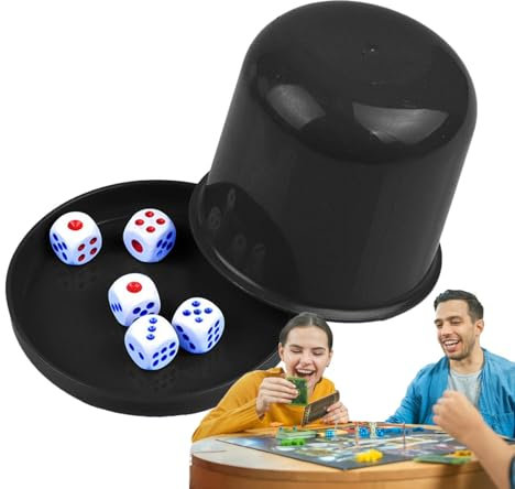 DICE Cup Set - DICE Stacking Cup Set, Würfel Shaker Cup | & tragbarer Geräusch-Damping-Shaker für Partys, Familienwürfelspiele, Würfel Shaker mit 5 Würfel, lustige Würfel-Cup-Spiele, Premium-Gam