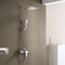 Duschset mit Armatur, Duschsystem mit Einhebelmischer Duscharmatur,Verstellbare Duschstange und Eckige Kopfbrause, Regendusche mit Armatur, Silber (style1)