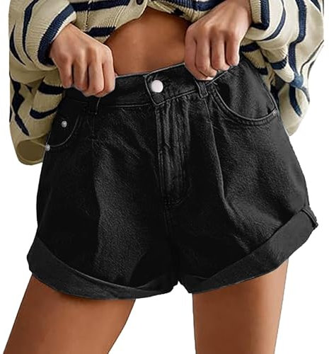 Angxiwan Deal of The Day Today Sale Women's Denim Shorts Ripped Wash High Waisted Hot Shorts Jean Pants High Waist Frayed Hem Summer Jeans Short with Pockets Sales Today Clearance