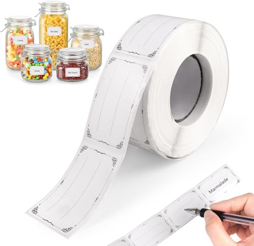 Gefrieretiketten zum Beschriften,30x50 mm Etiketten Selbstklebend Marmelade | 1 Rolle/600 Stück Tiefkühletiketten Lebensmitteletiketten, Aufkleber Gefrierdosen Ablösbar für Gläser, Marmeladengläser