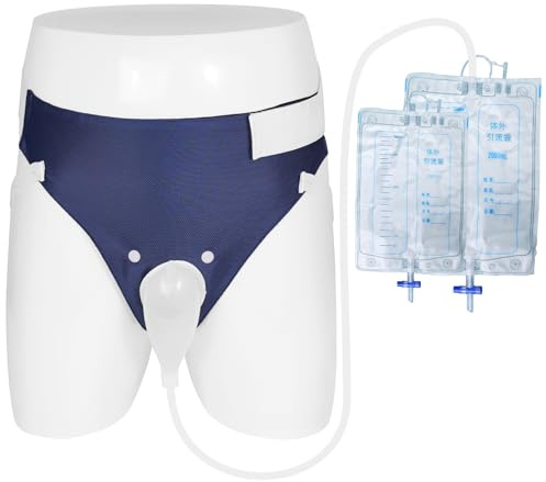 Katheterfreier Tragbarer Urinbeutel für die älterenr Männer, älterer Mensch Inkontinenz-Unterhose Alternative, Wiederverwendbarer Urinsammler (1000 ml*1 + 2000 ml*1), Abnehmbares Dreieckdesign, Blau
