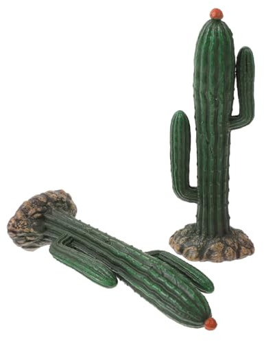 Vaguelly 2 Pezzi Miniature Cactus Figurines Decorazione per Interni Realistico Manutenzione Cactus Finto con Base per Aggiungere un Casa e Ufficio