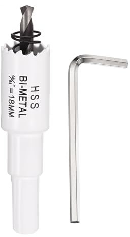 METALLIXITY Bi-Metal Hole Saw Kit 34mm (1-11/32), M42 High Speed Steel Hole Cutter with Center Drill Bit, Hex Key and Spring - for Metal Sheet, Wood, Plastic Plate and PVC Board, White