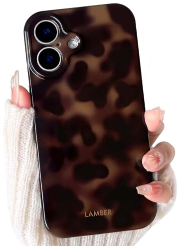 NITITOP for iPhone 16 Case Cute Leopard Print,Brown | for Women Girls Men, Aesthetic Amber Tortoise Design Design, Soft TPU Shockproof Cover, Full Camera Protection