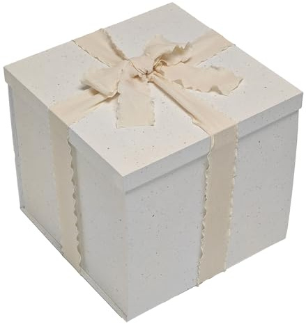 Tekhoho Off-White Geschenkbox 22x22x20.5cm, Premium Geschenkboxen für Geschenke mit Deckel und Geschenkband für Weihnachten, Hochzeit, Geburtstag, Geschenkverpackungen