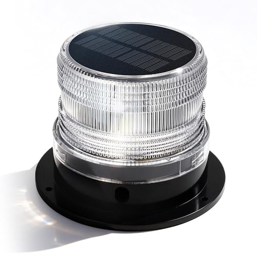 WWZRYS Solar LED Boat Anchor Light, Magnetic Base 360° Navigation Light, IP65 Waterproof Marine Warning Lamp with 4 Modes (Flash, Strobe, Steady, Rotation), Auto On at Night for Yacht Kayak Pontoon