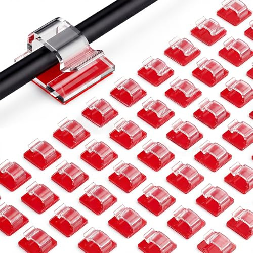 100Pcs Adhesive Cable Clips, Clear White Wire Tidy | 100Pcs Adhesive Cable Clips, Clear White Flat Sticky Wire Holders, Cable Tidy Clips for Car Office Outdoor Lights