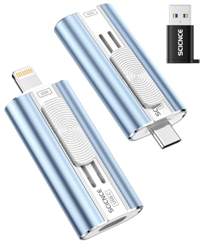 SCICNCE Chiavetta USB da 512 GB per telefono, memoria esterna di backup per foto e video, Plug and Play, nessuna app richiesta, compatibile con iPhone, iPad, Android e computer (blu)