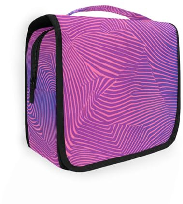 Yoogain Moire Hot Pink Blue travel containers for toiletries with hanging hook Waterproof bag with compartments Vertical Free-Standing