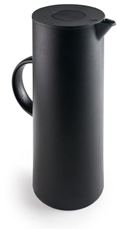 IBILI - Jarra Termo con Interior de Cristal, Doble pared, 1 litro, Negro, Libre de BPA