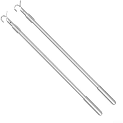 Confezione da 2 aste retrattili in alluminio per tende da finestra con lunghezza regolabile e design con gancio a S, confezione da 2