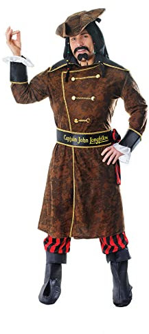 Bristol Novelty AC933 Captain John Longfellow Costume, Mens, Medium Halloween Halloween