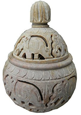 Bougeoir pour bougies chauffe-plat Lumignon Éléphants en Stéatite pierre à savon Artisanat indien