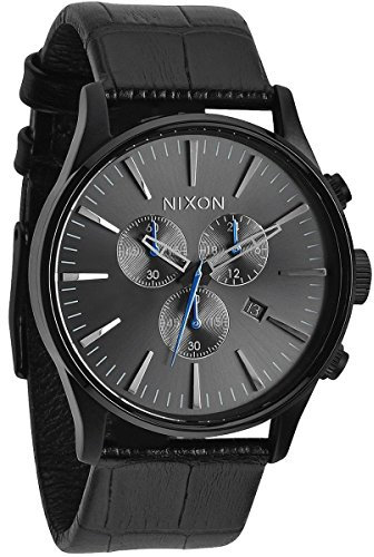 Nixon Armbanduhr Sentry Chrono Leder Black Gator
