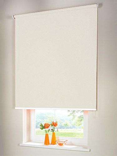 Hochwertiges Verdunkelungsrollo Mittelzugrollo Springrollo Rollo Verdunkelung 250 x 180 cm / 250x180 cm creme // Verdunkelungsrollo/Verdunkelungs-Rollo/Fensterrollo