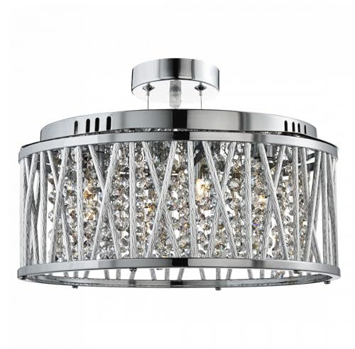 Searchlight 8335-5CC Elise 5 Light Ceiling Pendant Light in Chrome with Crystal Droplets