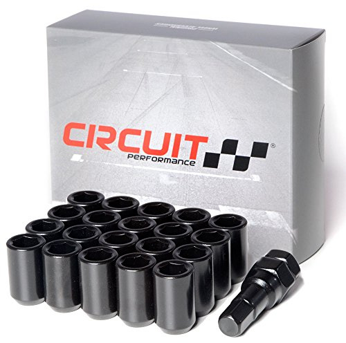 Circuit Performance Tuercas de tuerca de bellota negras de acero forjado de 12 x 1.5 pulgadas (20 piezas + herramienta)