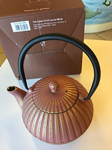 NEAVITA Théière en Fonte de 900 ML Nago Rose avec Filtre en Acier pour Tisane Vrac