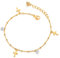 COOLSTEELANDBEYOND Acier Couleur d'or Femme Bracelets de Cheville avec Charms Croix, Zircone Cubique et Grelot