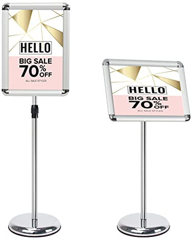 Mutualsign Einstellbarer Standfuß für Displayständer für Werbeschilder für Hochzeit/Show/Display/Anzeigengröße A3 / A4 (Silber, A3)