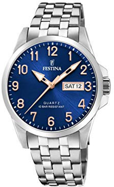 Festina Unisex Erwachsene Analog Quarz Uhr mit Edelstahl Armband F20357/B