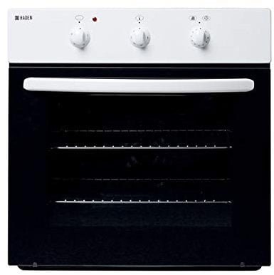 Haden 60cm Built in Oven - 60cm Electric Built In Oven with Fan Assist, 60L, White, Minute Minder - 9min Timer - 5 cooking functions - Easy Cleaning