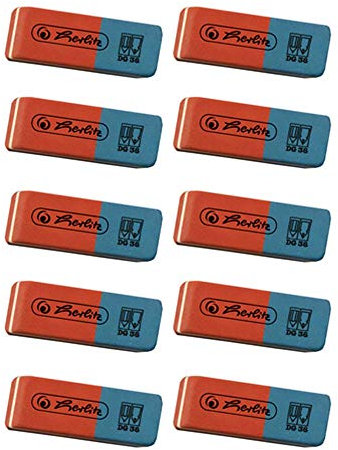 Herlitz 10 Radierer, rote Seite für Graphit/blaue Seite für Tinte
