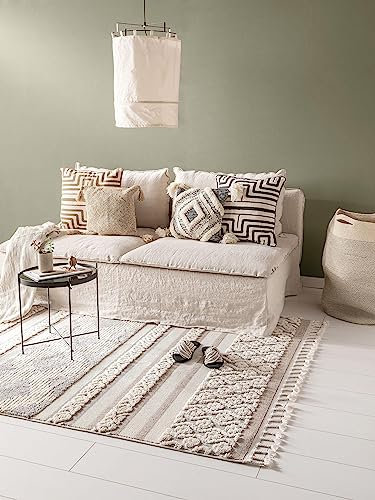 benuta Pop Teppich OYO - Creme 120x180 cm - Eleganter Boho Look Teppich für Schlafzimmer und Wohnzimmer - Maschinengewebt - Für Fußbodenheizung geeignet
