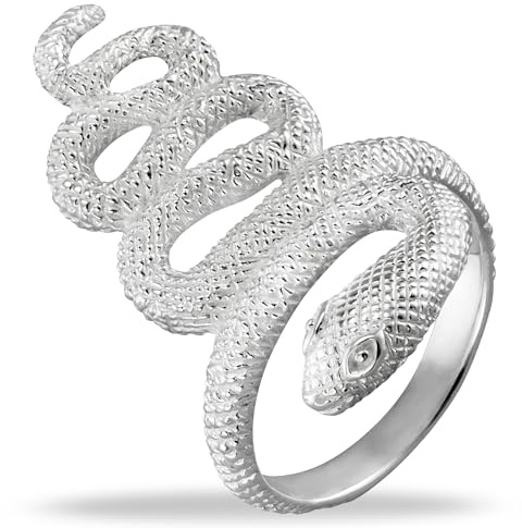 Vinani Ring aus 925 Sterling Silber - Massiver Schlangenring mattiert und glänzend breit verschlungen für Frauen, nickelfrei & antiallergisch, Designed in Deutschland, ROC