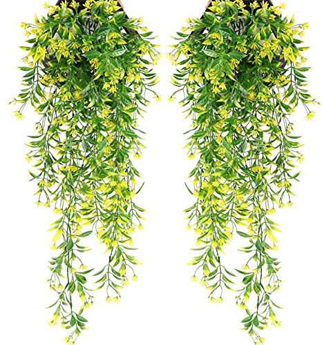 LoveniMen - Rampicante artificiale, edera da appendere, in plastica vegetale, in vimini di vimini, per ghirlande da giardino, interni ed esterni, resistente ai raggi UV, confezione da 4 pezzi