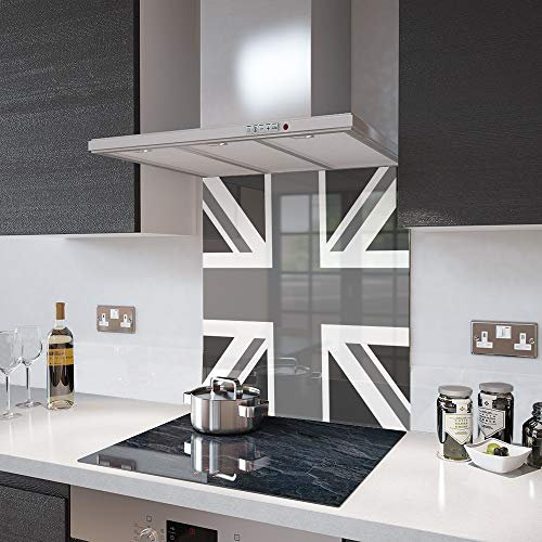 Glass Splashbacks Grey Union Jack Glass - Made by Premier Range in 70cm Wide x 80cm High