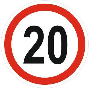 Generisch 1 Stück Aufkleber - Zulässige Höchstgeschwindigkeit 20 km/h (R62/Nr. 20) w (30 x 30 cm)