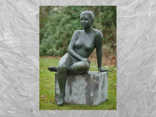 IDYL Bronze-Skulptur Nackte Frau sitzend | 120x76x61 cm | Klassische Bronze-Figur handgefertigt | Gartenskulptur oder Wohnbereich-Dekoration | Hochwertiges Kunsthandwerk | Wetterfest