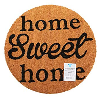 ED Round Home Sweet Home Door Mat Non-Slip Natural Coir Indoor & Outdoor Welcome Mat 50 x 50cm