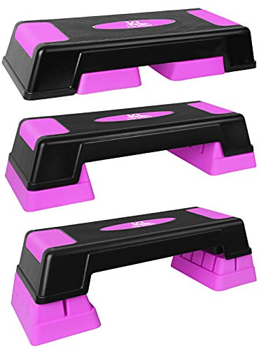 KL KLB Sport 76,2 cm verstellbarer Workout-Aerobic-Stepper für Fitness & Übungen, Stepper, mit Erhöhungen für Kraft-, Stabilitäts- und Widerstandstraining (lila)