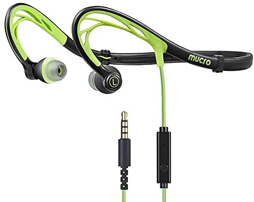 Mucro Running Headphones Wired Neckband Earbuds Over Ear Sports Earbuds Foldable Wrap Around Earphone for Night Jogging Workout - with Carry Case