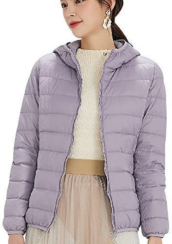 Piumini Leggeri Donna Invernali Piumino Leggero Donna Con Cappuccio Invernale Puffer Jacket Donna Giacca Trapuntata Giubbotto Cappotto Giacche Giaccone Piumino Impermeabile Donna Down Jacket Viola XL