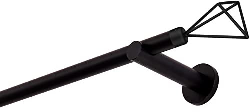 Bastone per tende nero, 240 cm, 1 binario, 19 mm, in metallo, fissaggio a parete, SPACE