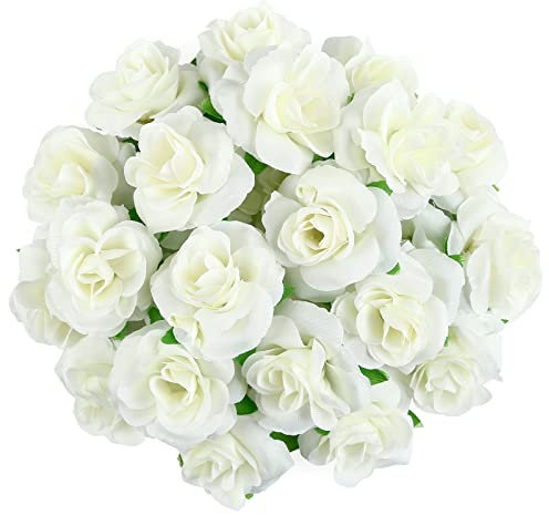 Kesote 50x Künstliche Blumenköpfe Blütenköpfe Kunst Blumen Rosen Köpfe für Hochzeit Party Deko DIY (Ø 4cm, Hellgelb)