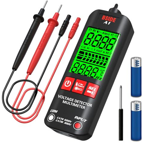 BSIDE A1 Mini Multimetro Digitale Automatico Tester Elettricista Tascabile Grande LCD 3 Risultati Rilevatore di Tensione Senza Contatto Tester Semplice di continuità Resistenza Frequenza