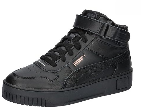 PUMA Women Carina Street Mid Baskets, Black Rose Gold Metallic, 40.5 EU