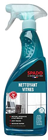 SPADO - Nettoyant vitre - Multi surfaces - Sans traces - Fait briller - Séchage rapide - Contact surfaces alimentaire - flacon 100% recyclé - 750 ML - Fabrication française