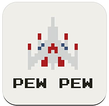 Untersetzer aus Kork, Pew Pew Pew Raumschiff 8 Bits Retro Gaming Videospiele Arcade Retro – 1 Einheit (95 x 95 mm)