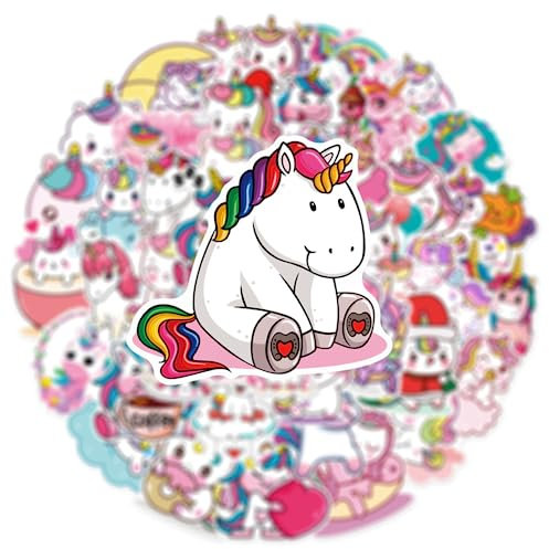 Sticker Unicorn Kinder,100 Stück Einhorn Aufkleber, Sticker Einhorn für Scrapbooking Auto Gitarren, Geschenk Thema Geburtstag für Jungen Mädchen