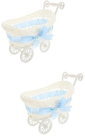 ABOOFAN Kleiner Puppenwagen 2st Party Geflochtene Körbe Weidenwagen Gewebte Dekorativer Kinderwagenkorb Mini-einkaufswagen Korb Für Kinderwagen Osterkorb Spielspielzeug Vorgeben Baby Zubehör Snack Pp